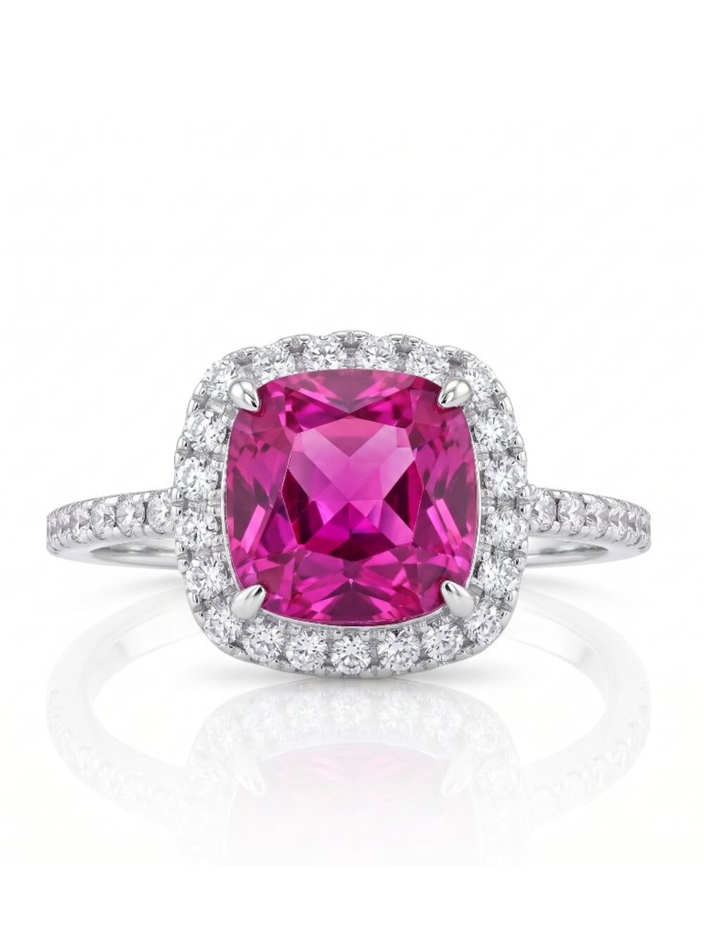 Pink Topaz Cushion Square Gemstone Ring, 925 Sterling Silver Charmed Aroma